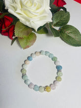 Load image into Gallery viewer, Aquamarine & beryl Gemstone bead bracelet with 925 silver