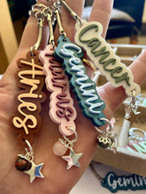 Load image into Gallery viewer, Astrology Gemstone Keyrings/Bag Charms