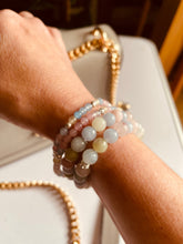 Load image into Gallery viewer, Aquamarine & beryl Gemstone bead bracelet with 925 silver