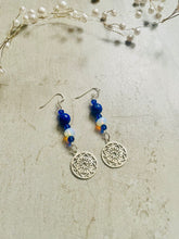 Load image into Gallery viewer, Gemstone and Silver mandala earrings