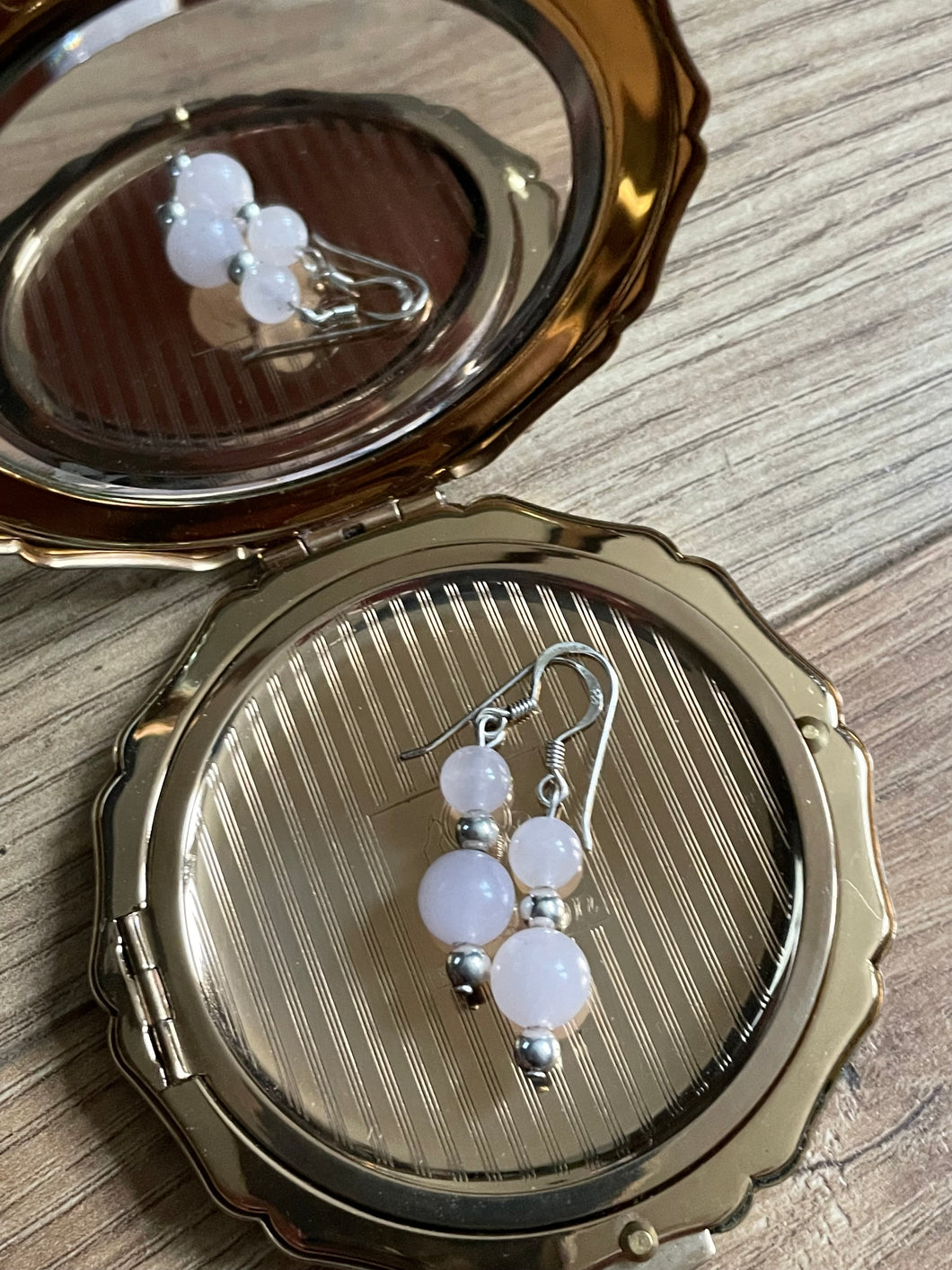 Rose Quartz and Silver Bead Drop Earrings