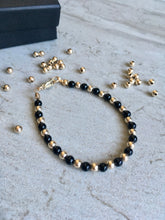 Load image into Gallery viewer, Black Onyx & 9ct Gold Bead Bracelet