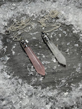 Load image into Gallery viewer, Gemstone Pendulum Pendant - Clear or Rose Quartz
