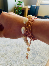 Load image into Gallery viewer, Rose Gold &amp; White Pearls Multi Necklace/Bracelet

