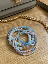 Load image into Gallery viewer, Aquamarine &amp; beryl Gemstone bead bracelet with 925 silver
