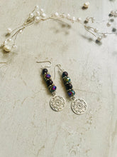 Load image into Gallery viewer, Gemstone and Silver mandala earrings
