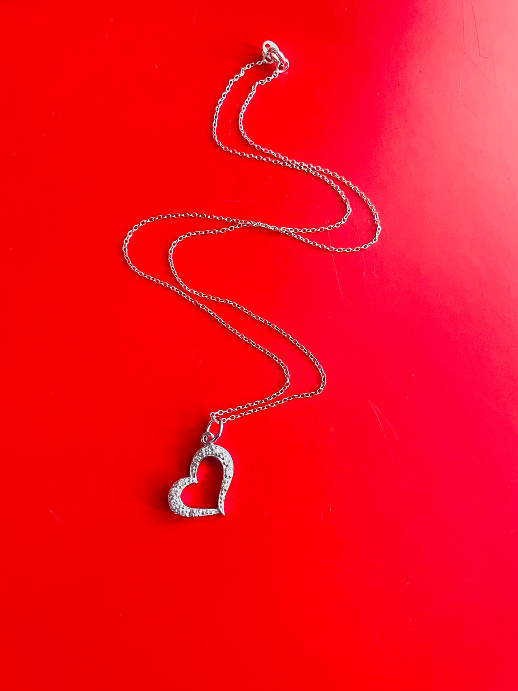 Cubic Zirconia, Silver Heart Pendant