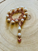 Load image into Gallery viewer, Rose Gold &amp; White Pearls Multi Necklace/Bracelet
