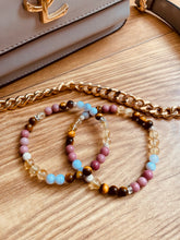 Load image into Gallery viewer, Multi Gemstone wellness bracelet- Blue Lace Agate, Citrine Rhodonite and Tiger Eye
