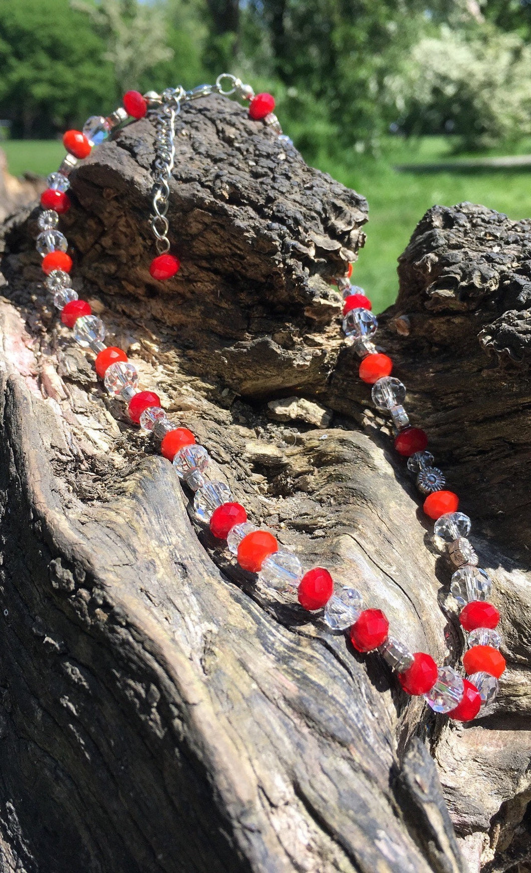 Red & Clear Quartz Necklace