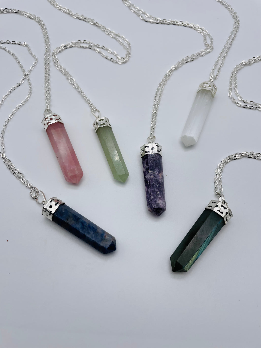 Gemstone Point Pendants with Chain