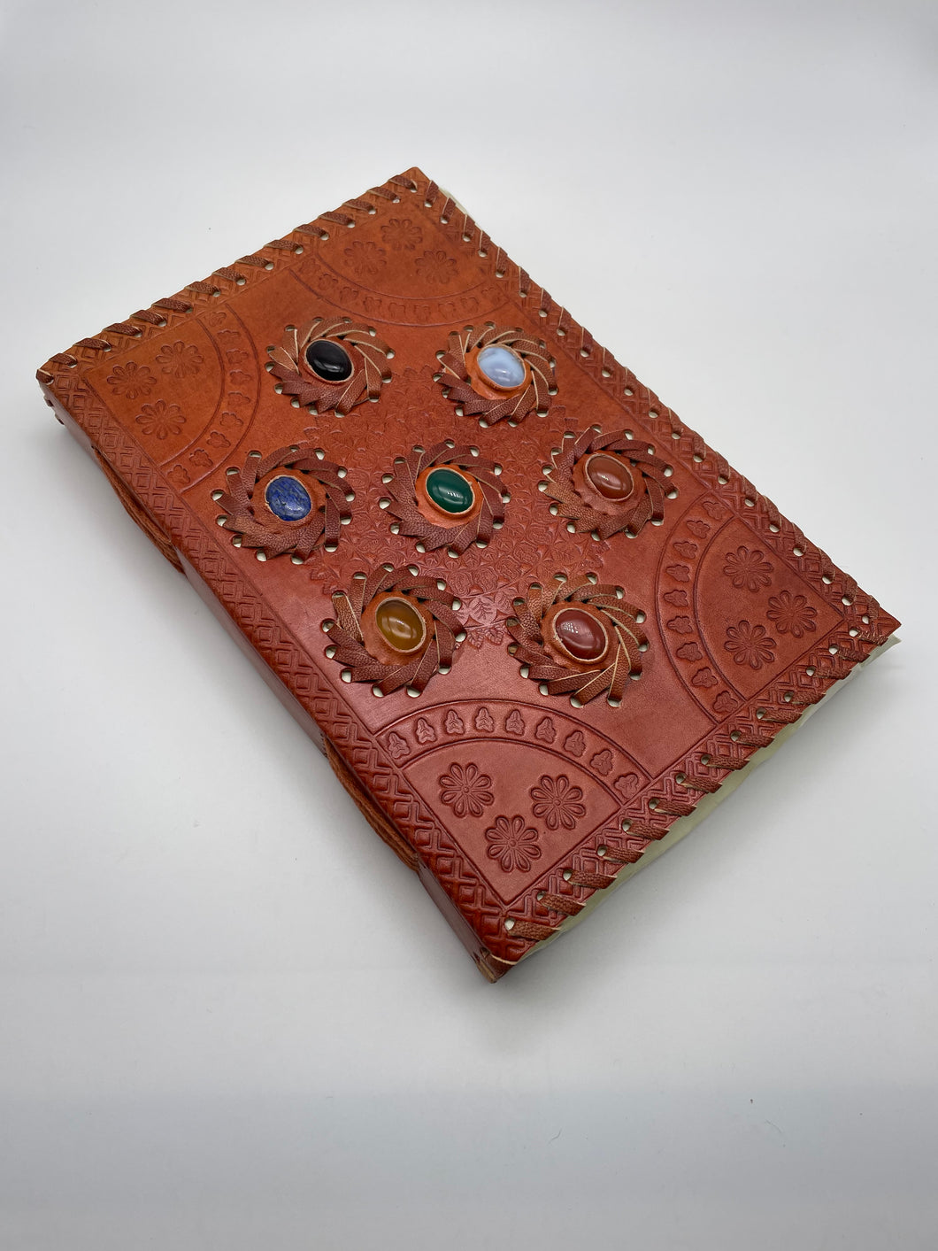 Leather Notebook with Gemstones