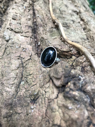 Black Onyx 925 Adjustable Ring