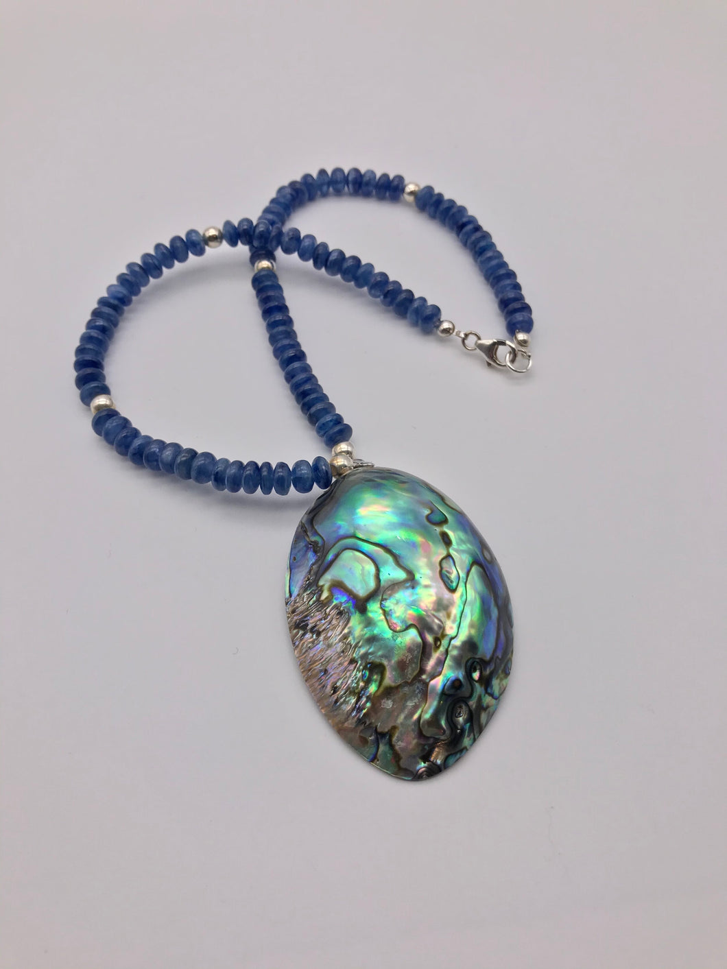 Blue Kyanite with Paua Shell Bespoke Necklace